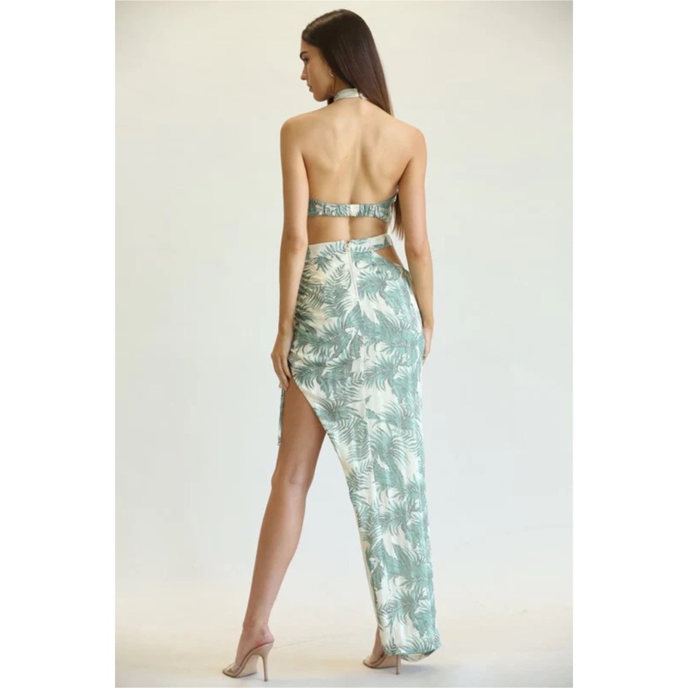 luau outfit Sage Green Tropical wear 2 piece set summer resort wear beach style - Picture 3 of 3